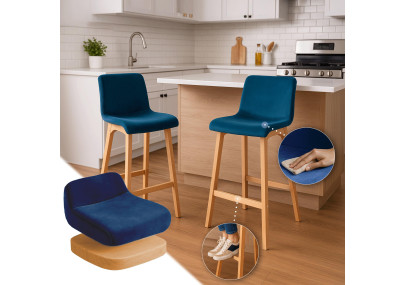Tabouret de bar en velours Hoover, bleu Natura