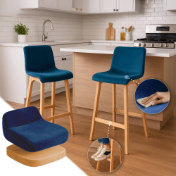 Tabouret de bar en velours Hoover, bleu Natura