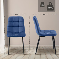 Ensemble de 4 chaises de salle à manger bleu Antibes