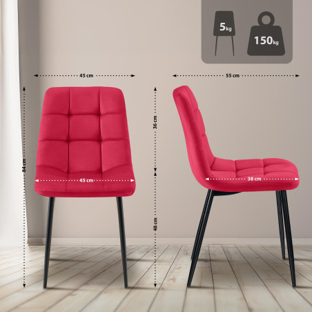 Conjunto de 4 cadeiras de sala de jantar Antibes vermelhas