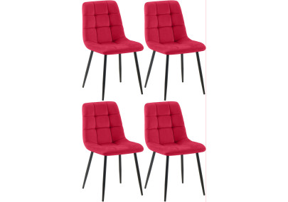 Ensemble de 4 chaises de salle à manger Antibes rouges