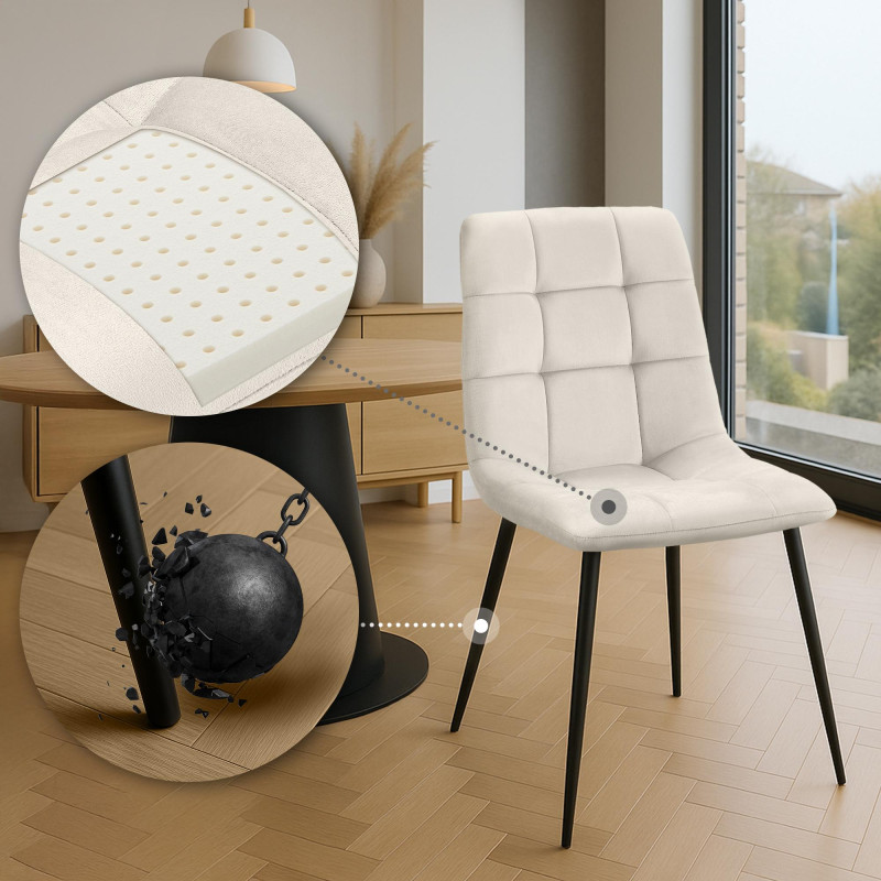 Conjunto de 4 sillas de comedor Antibes blanco crema