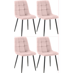 Conjunto de 4 sillas de comedor Antibes rosas