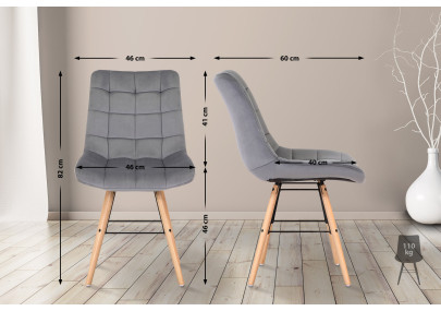 Fauteuil Leni, velours gris