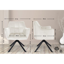 Silla de comedor colgante, terciopelo, negro y crema