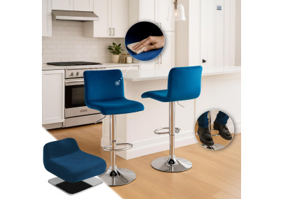 Tabouret de bar Hoover Velvet C bleu