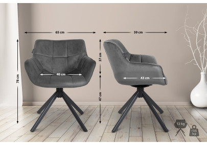 Fauteuil Westport, velours gris