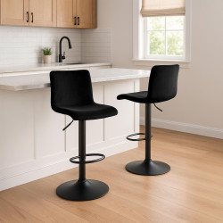 Tabouret de bar en velours Hoover B noir