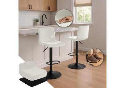 Tabouret de bar Hoover velours B crème