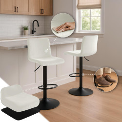 Tabouret de bar en velours Hoover B crème