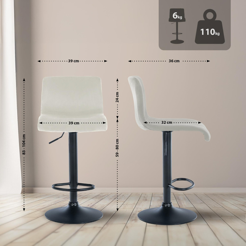 Tabouret de bar en velours Hoover, couleur crème B