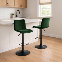 Tabouret de bar en velours Hoover B vert