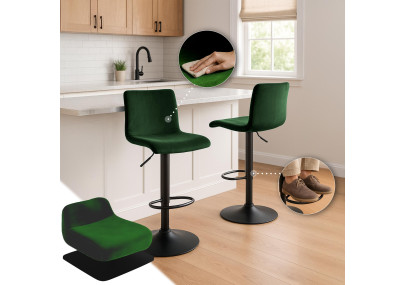 Tabouret de bar Hoover velours B vert