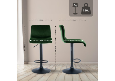 Tabouret de bar en velours Hoover, vert