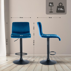 Tabouret de bar en velours Hoover B bleu