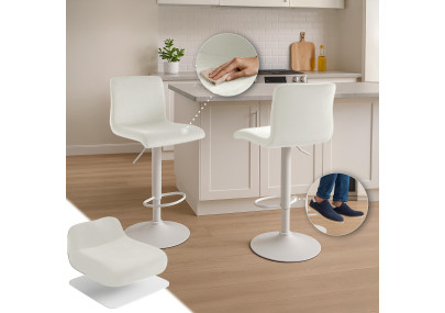 Tabouret de bar Hoover en velours crème