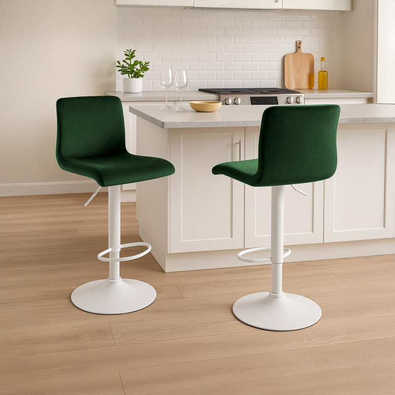 Tabouret de bar en velours Hoover W vert