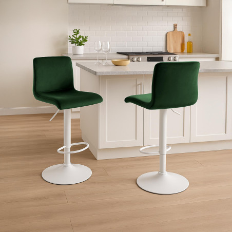 Tabouret de bar en velours Hoover W vert
