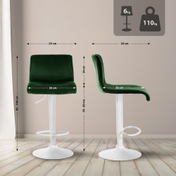 Tabouret de bar en velours Hoover W vert