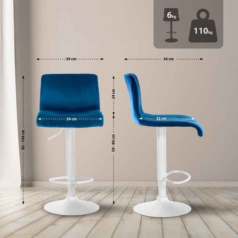 Tabouret de bar en velours Hoover, bleu