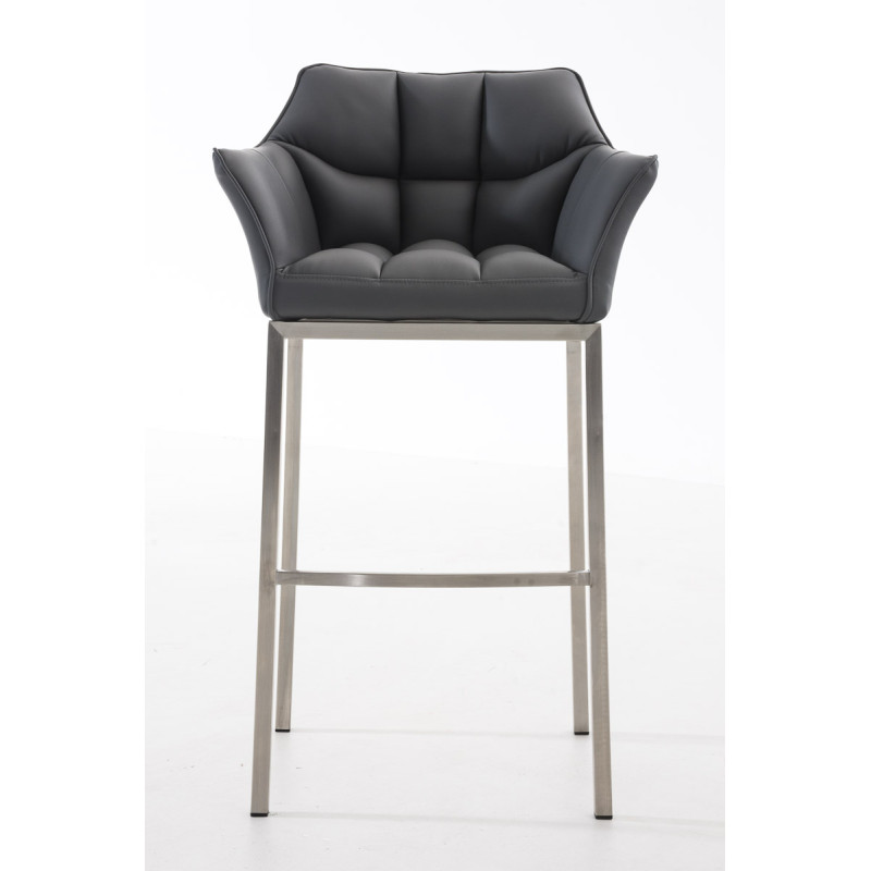 Tabouret de bar Damaso E avec piètement à 4 pieds gris