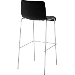 Tabouret de bar Hoover Velvet à 4 pieds, chrome noir
