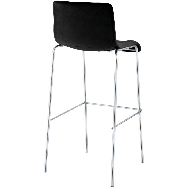 Tabouret de bar Hoover en velours, 4 pieds chromés noir