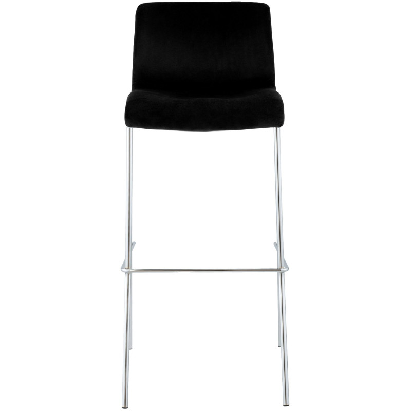 Tabouret de bar Hoover Velvet à 4 pieds, chrome noir