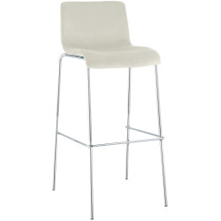 Tabouret de bar Hoover en velours, 4 pieds chromés crème