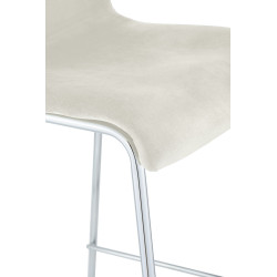 Sgabello Hover Velluto Base a Quattro Gambe Cromata crema