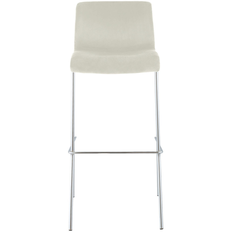 Tabouret de bar Hoover en velours, 4 pieds chromés crème