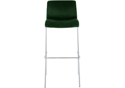 Tabouret de bar 4 pieds en velours Hoover vert chrome