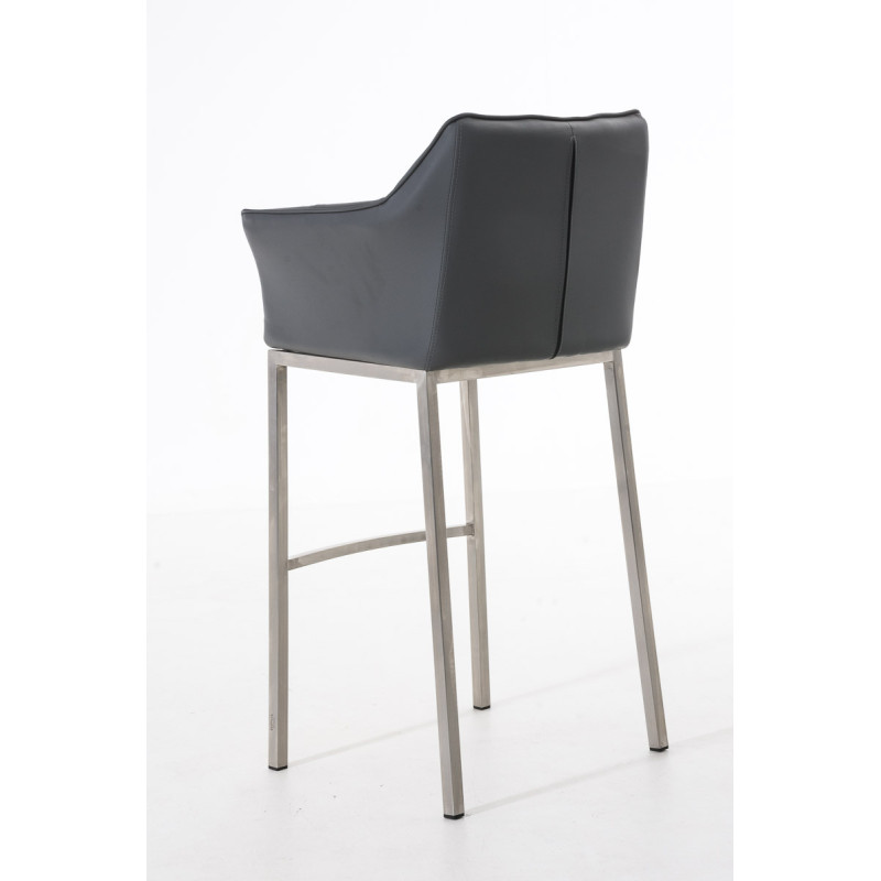 Tabouret de bar Damaso E avec piètement à 4 pieds gris