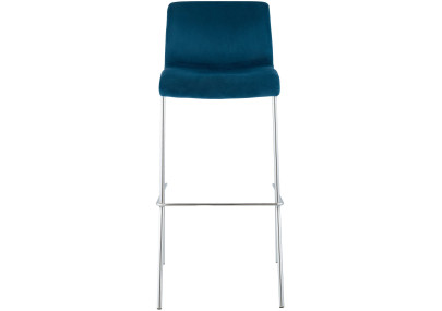 Tabouret de bar 4 pieds en velours Hoover bleu chromé