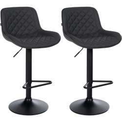 Lot de 2 tabourets de bar Kasson, similicuir, noir