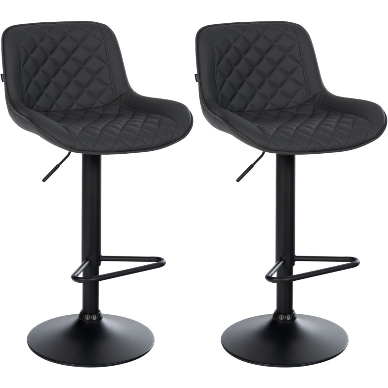 Lot de 2 tabourets de bar Kasson, similicuir, noir