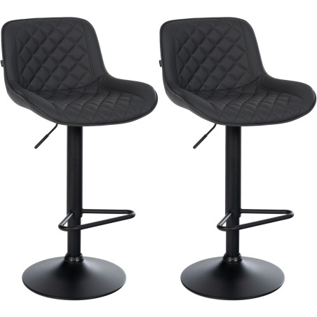 Lot de 2 tabourets de bar Kasson, similicuir, noir