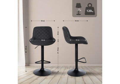 Lot de 2 tabourets de bar Kasson, similicuir, noir