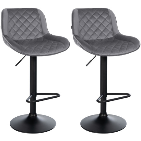 Ensemble de 2 tabourets de bar Kasson en velours gris foncé