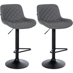 Lot de 2 tabourets de bar Kasson, similicuir, gris