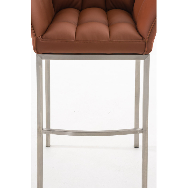 Tabouret de bar Damaso E avec piètement à 4 pieds brun clair