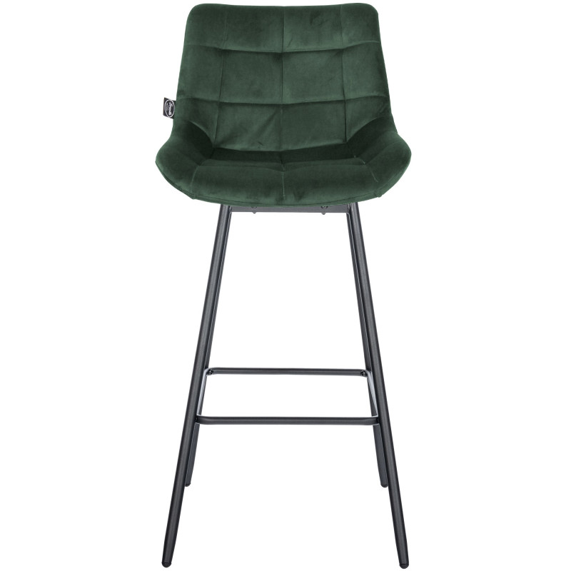 Ensemble de 4 tabourets de bar pivotants Weston en velours vert foncé
