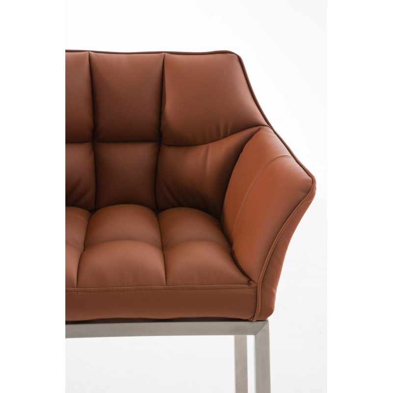 Tabouret de bar Damaso E avec piètement à 4 pieds brun clair