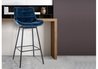 Lot de 4 tabourets de bar pivotants Weston en velours bleu