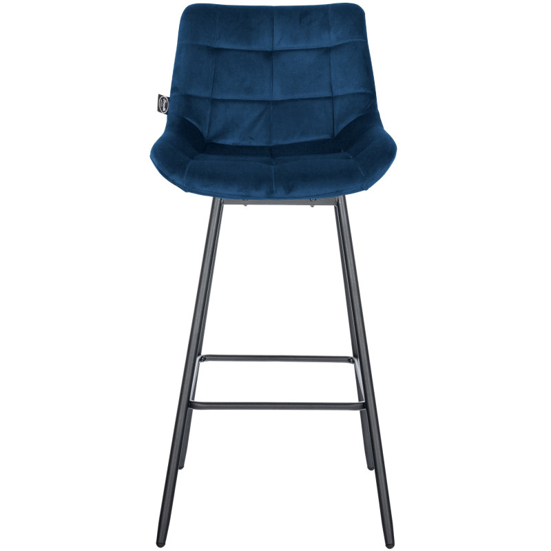 Ensemble de 4 tabourets de bar pivotants Weston en velours bleu