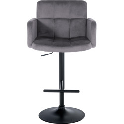 Ensemble de 2 tabourets de bar Los Angeles en velours noir gris foncé