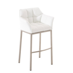 Tabouret de bar Damaso E avec piètement à 4 pieds blanc