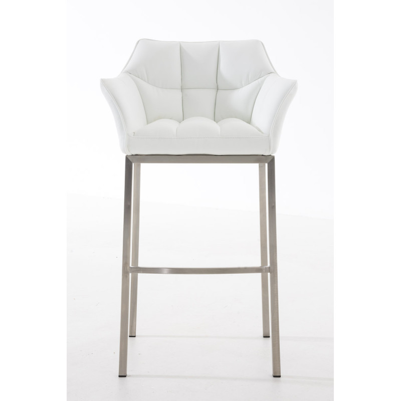 Tabouret de bar Damaso E avec piètement à 4 pieds blanc