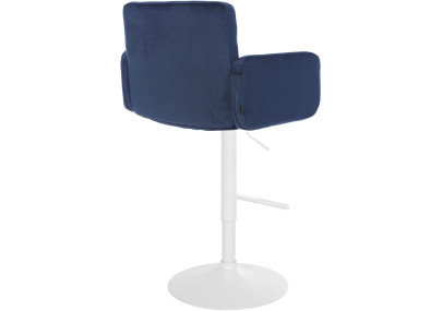 Lot de 2 tabourets de bar Los Angeles velours blanc bleu