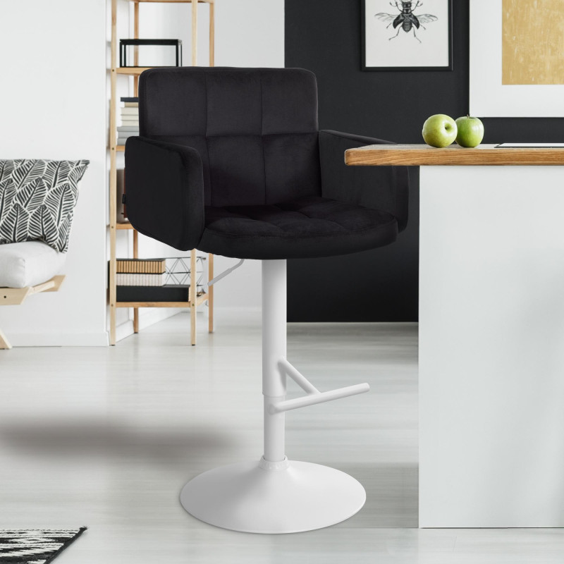 Ensemble de 2 tabourets de bar Los Angeles en velours blanc noir